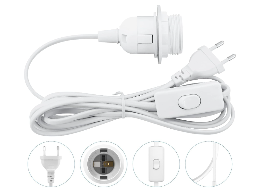 Foglalat kábellel és kapcsolóval (E27)